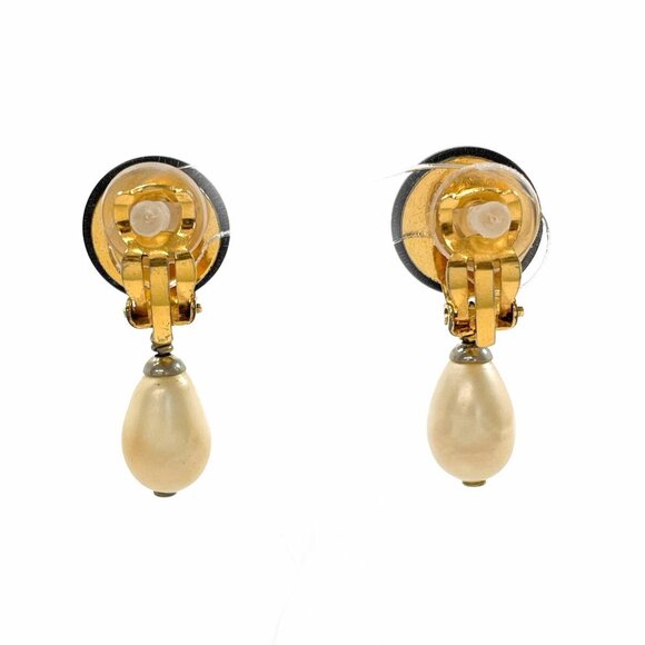 CHANEL Gold Pearl Logo Earrings - Picture 2 of 6